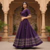 1758198322707 Chandrakala Violet Roman Silk Cotton Skirt with Gota Patti Lace