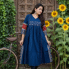 1758729473877 Kutch Dark Blue Real Mirrorwork Kurti with Ajrakh Detailing