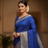 1758817405549 Paithani Pure Blue Cotton Handwoven Saree