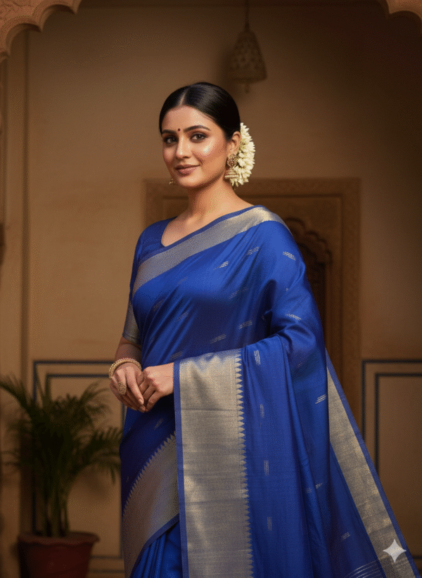 1758817405549 Paithani Pure Blue Cotton Handwoven Saree