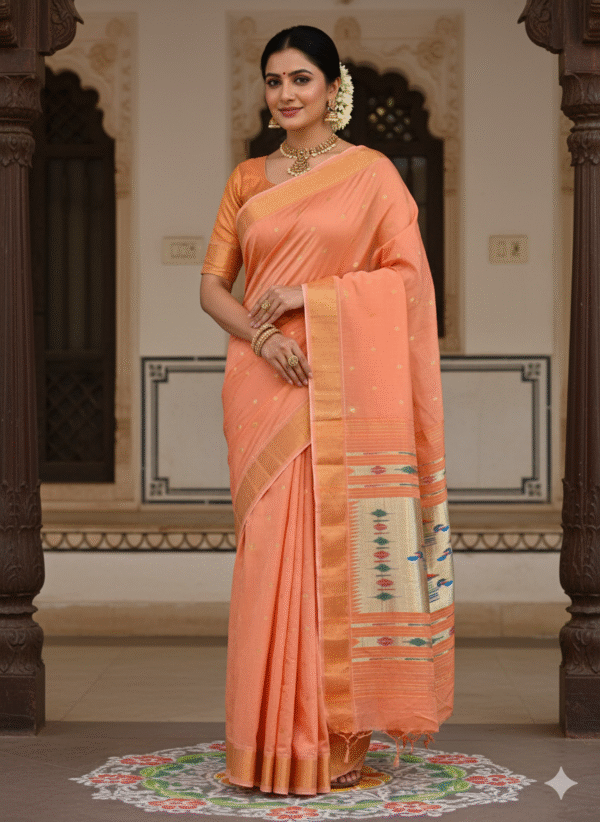 Paithani Pure Dark Pink Cotton Handwoven Saree