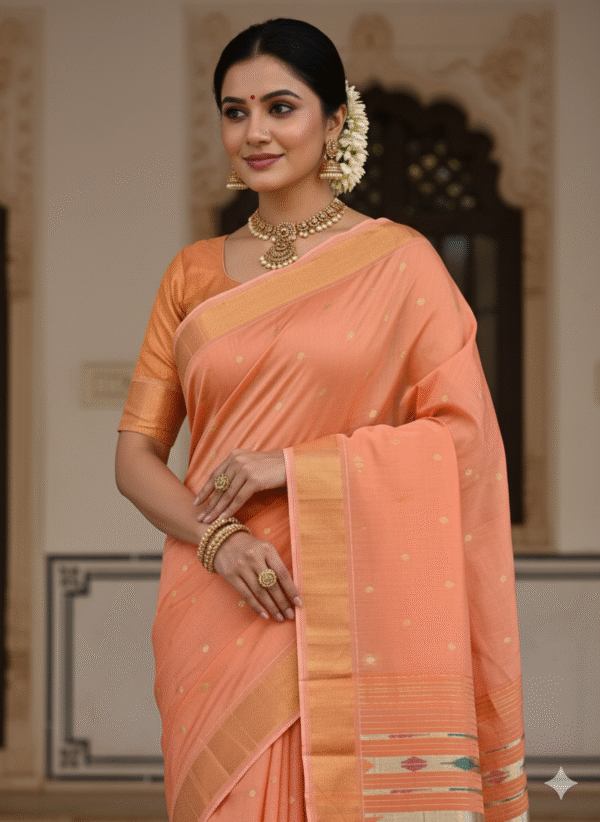 Paithani Pure Dark Pink Cotton Handwoven Saree