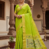 Paithani Pure Light Green Cotton Handwoven Saree