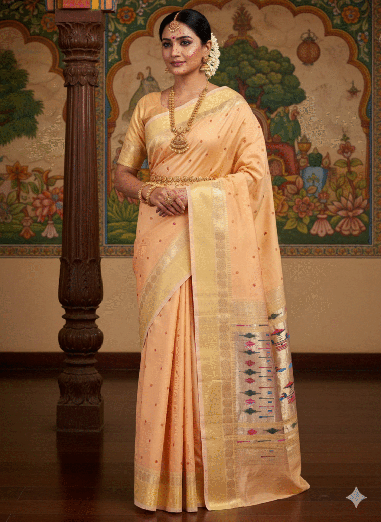 Paithani Pure Light Yellow Cotton Handwoven Saree