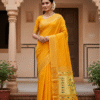 Paithani Pure Dark Yellow Cotton Handwoven Saree