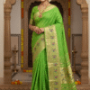 1758876495280 Paithani Pure Grassy Green Cotton Handwoven Saree