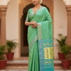 Paithani Ocean Green Silk Cotton Handwoven Saree