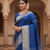 1759238227058 Paithani Dark Blue Silk Cotton Handwoven Saree