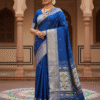 1759238233149 Paithani Dark Blue Silk Cotton Handwoven Saree