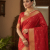 1759238423014 Paithani Dark Dark Red Silk Cotton Handwoven Saree