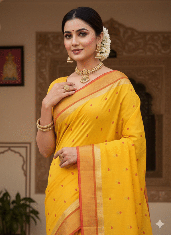 Paithani Yellow Silk Cotton Handwoven Saree