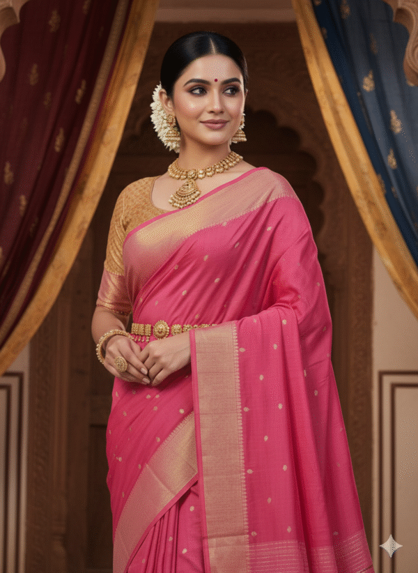 Paithani Pink Silk Cotton Handwoven Saree