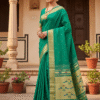 1759240114231 Paithani Dark Green Silk Cotton Handwoven Saree