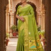 Cotton Light Green Paithani Saree with Woven Peacock Motifs