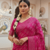 Pure Pink Rai Bandhej Gajji Silk Saree