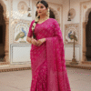 Pure Pink Rai Bandhej Gajji Silk Saree
