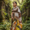 1759258177199 Special Hand-Painted Land Brown Murshidabad Silk Saree
