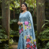 1759258332072 Special Hand-Painted Ocean Blue Murshidabad Silk Saree