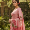 Special Hand-Painted Pink Murshidabad Silk Saree