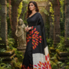 1759258817971 Special Hand-Painted Black Red Murshidabad Silk Saree