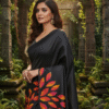 1759258823817 Special Hand-Painted Black Red Murshidabad Silk Saree