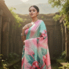 1759258955362 Special Hand-Painted Blue Pink Murshidabad Silk Saree