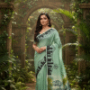 Special Hand-Painted Light Green Murshidabad Silk Saree