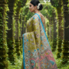 Hand-Painted Kalamkari on Pure Light Green Bishnupuri Tussar Silk Saree
