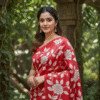 Special Hand-Painted Red Murshidabad Silk Saree