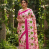 Special Hand-Painted Pink Murshidabad Silk Saree
