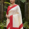 Special Hand-Painted Biege Murshidabad Silk Saree