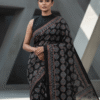 Black-Red Pure Modal Silk Ajrakh Saree – Handcrafted with Natural Dyes