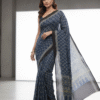 Blue Pattern Pure Modal Silk Ajrakh Saree – Handcrafted with Natural Dyes