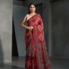 1759313438873 Pure Modal Red Silk Hand Block Printed Saree with Natural Dyes