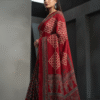 1759313461558 Pure Modal Red Silk Hand Block Printed Saree with Natural Dyes