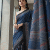 1759316193612 Pure Modal Blue Silk Hand Block Printed Saree with Natural Dyes