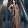 1759317129455 Pure Modal Light Brown Silk Hand Block Printed Saree with Natural Dyes