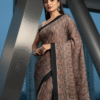 1759317836225 Pure Modal Light Brown Silk Hand Block Printed Saree with Natural Dyes