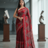 1759323509329 Pure Modal Red Pattern Silk Hand Block Printed Saree with Natural Dyes