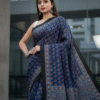 1759324432107 Pure Modal Blue Pattern Silk Hand Block Printed Saree with Natural Dyes