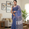 Light Blue Kota Doriya Saree with Hand Block Bagru Print