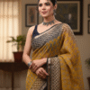 1759585840374 Yellow Kota Doriya Saree with Hand Block Bagru Print