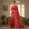 Raw Red Silk Saree with Kadwa Zari Border