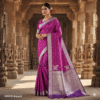 Pure Purple Banarasi Katan Silk Handwoven Saree with Zari