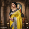 1759608589455 Pure Yellow - Black Banarasi Kora Organza Silk Saree with Zari