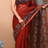 Red Kota Doriya Saree with Hand Block Bagru Print