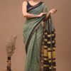 Light Grassy Green Doriya Saree with Hand Block Bagru Print