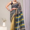 IMG-20250917-WA0021 Black Yellow Pattern Doriya Saree with Hand Block Bagru Print