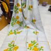 Special Hand-Painted Light Yellow Murshidabad Silk Saree