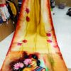 Special Hand-Painted Yellow Murshidabad Silk Saree